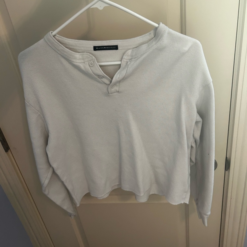 Brandy Melville White waffle Long-sleeve